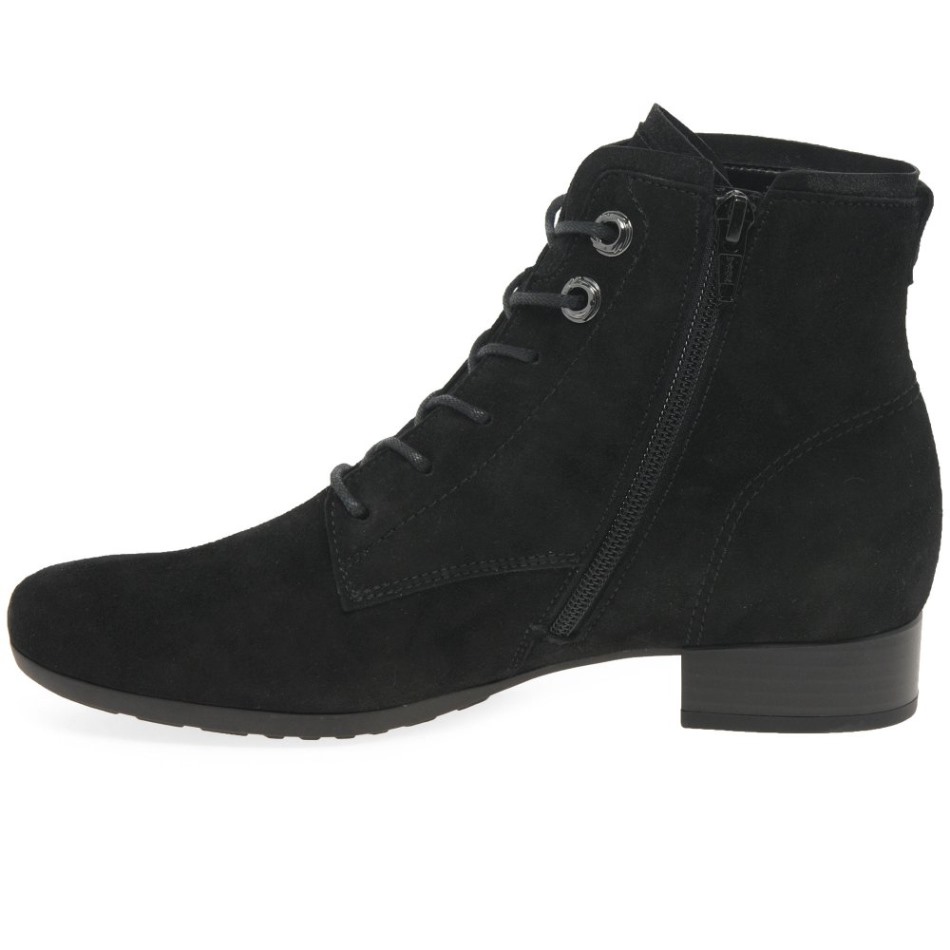 Gabour | Bottines Bateau Exclusives En Daim Noir Pour Femmes